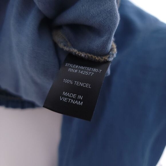 Haute Monde Junior's Size Small Solid Blue Tencel Denim Shirt - Picture 6 of 9